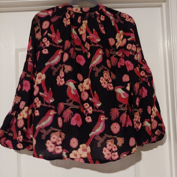 Colorful Bird Print Blouse - Picture 9 of 11